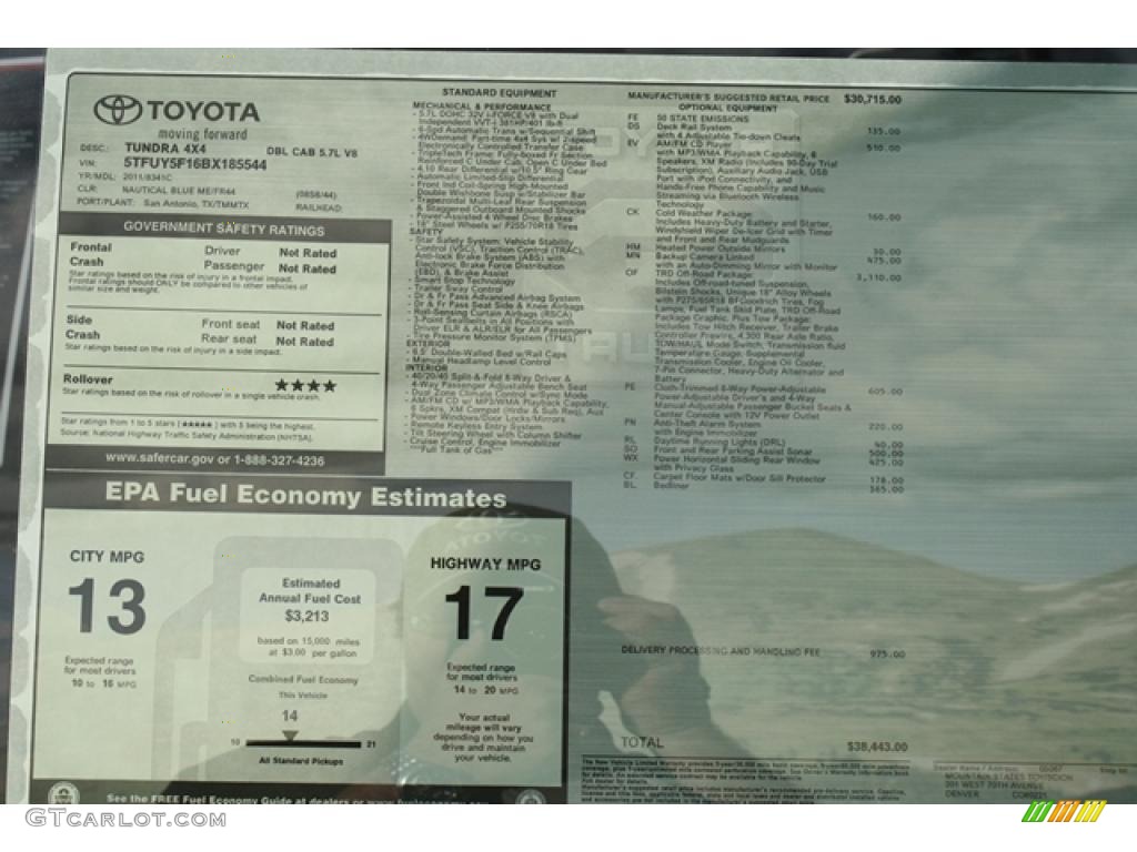 2011 Toyota Tundra TRD Double Cab 4x4 Window Sticker Photo #45749118