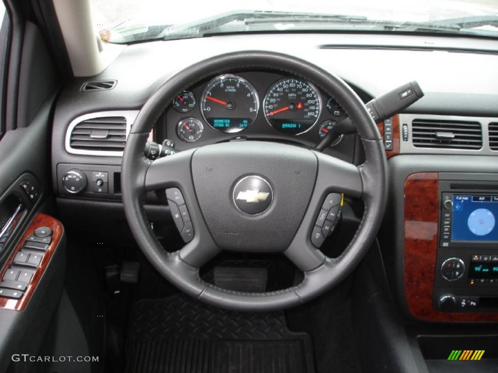 2010 Chevrolet Silverado 3500HD LTZ Crew Cab Dually Ebony Steering Wheel Photo #45752578