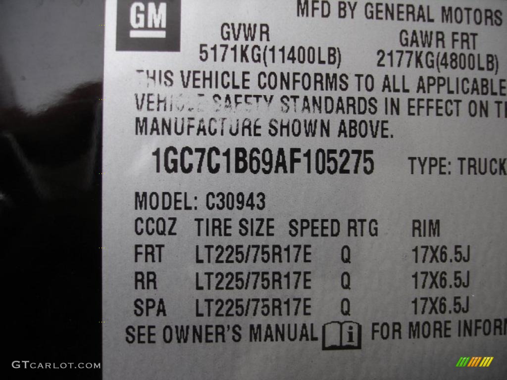 2010 Chevrolet Silverado 3500HD LTZ Crew Cab Dually Info Tag Photos