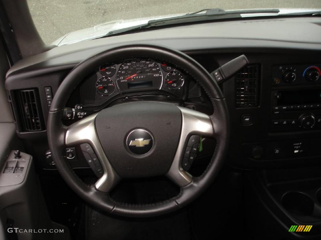 2010 Chevrolet Express LT 3500 Extended Passenger Van Medium Pewter Steering Wheel Photo #45753454