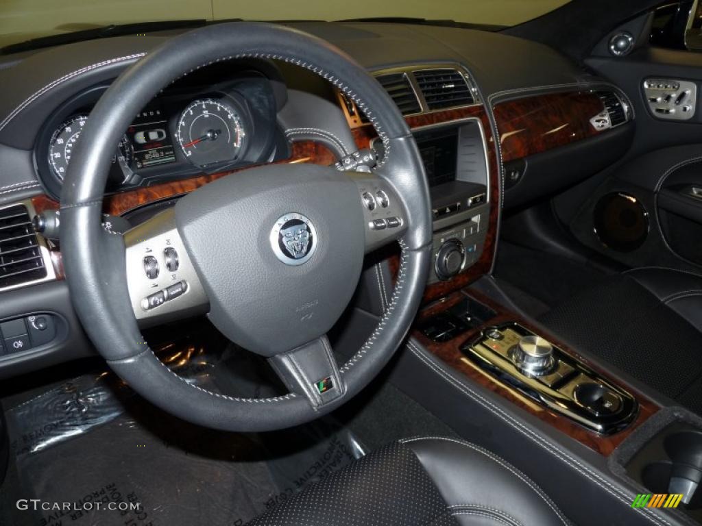 2010 Jaguar XK XKR Coupe Warm Charcoal Steering Wheel Photo #45753590
