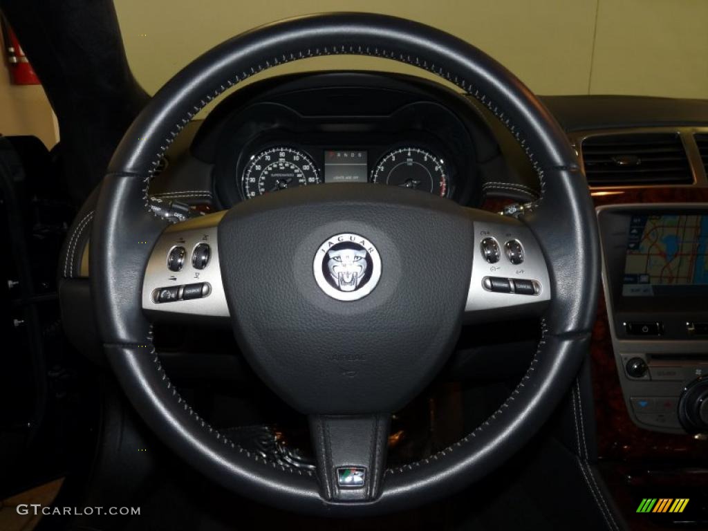 2010 Jaguar XK XKR Coupe Warm Charcoal Steering Wheel Photo #45753662