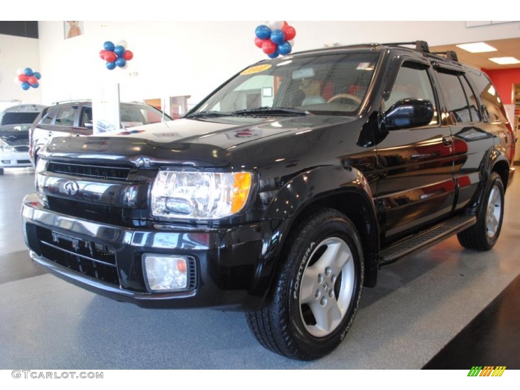 2001 QX4 4x4 - Black Obsidian / Stone Beige photo #2
