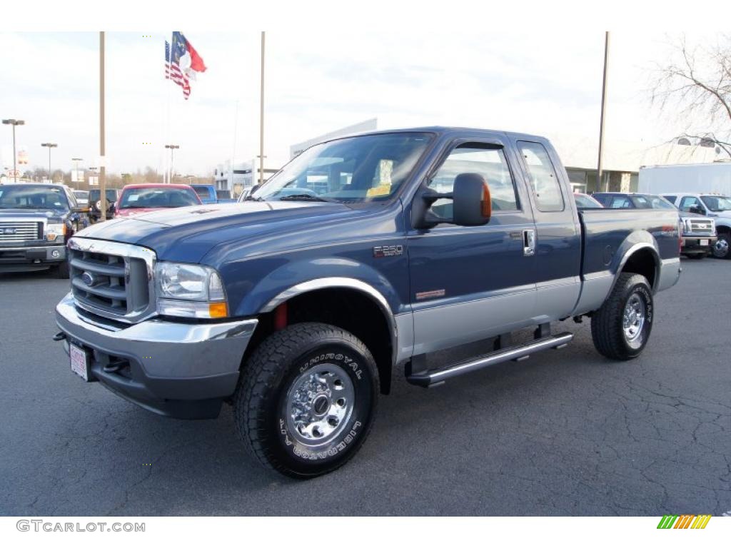 2004 F250 Super Duty XLT SuperCab 4x4 - Medium Wedgewood Blue Metallic / Medium Flint photo #6