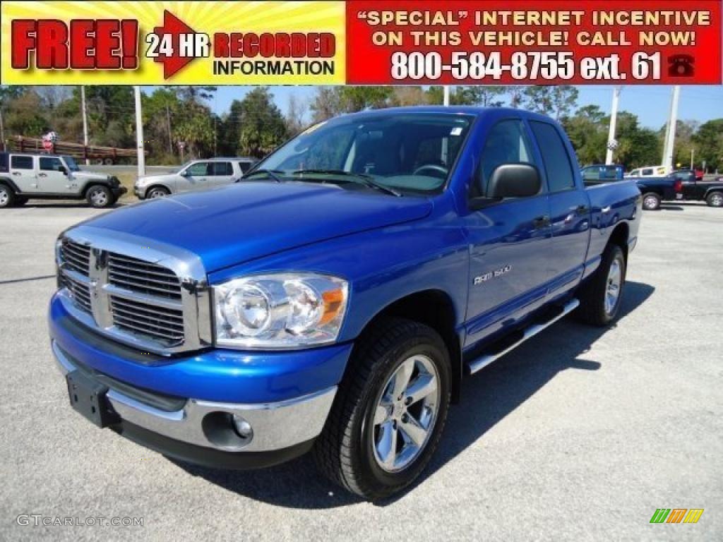 2007 Ram 1500 Big Horn Edition Quad Cab 4x4 - Electric Blue Pearl / Medium Slate Gray photo #1