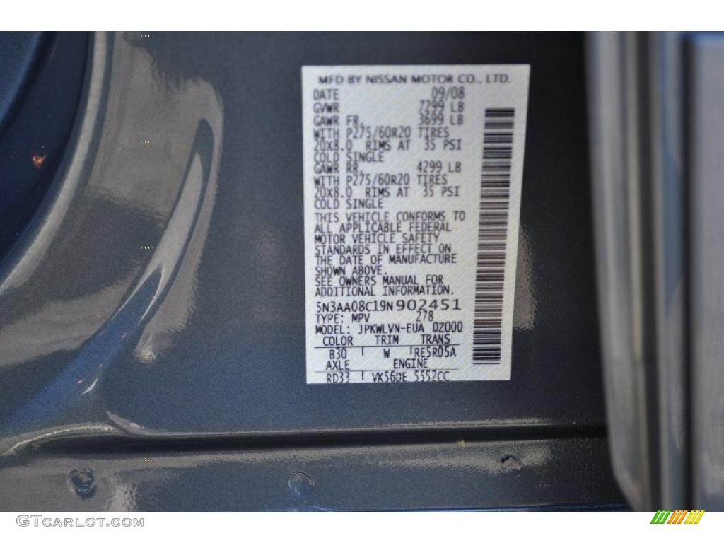 2009 QX Color Code B30 for Lakeshore Slate Photo #45772388
