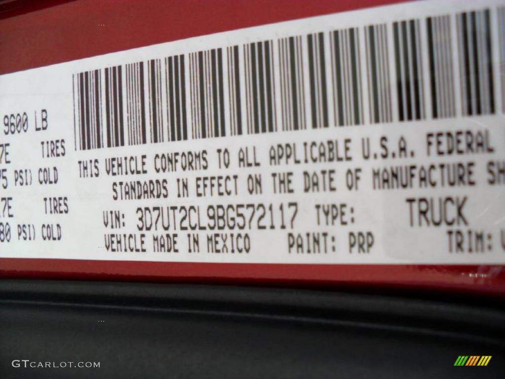 2011 Dodge Ram 2500 HD ST Crew Cab 4x4 Color Code Photos