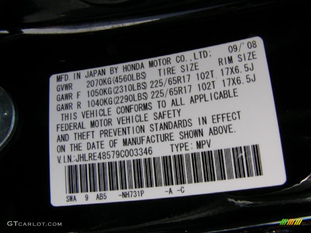 2009 CR-V EX 4WD - Crystal Black Pearl / Black photo #14