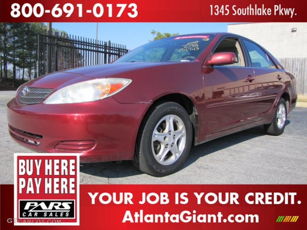 2002 Camry XLE - Salsa Red Pearl / Taupe photo #1