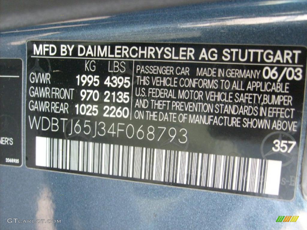 2004 CLK Color Code 357 for Cadet Blue Metallic Photo #45782257