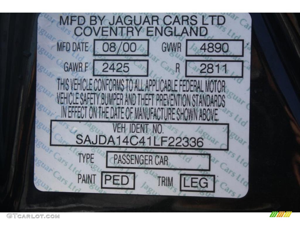 2001 XJ Color Code PED for Anthracite Metallic Photo #45792206