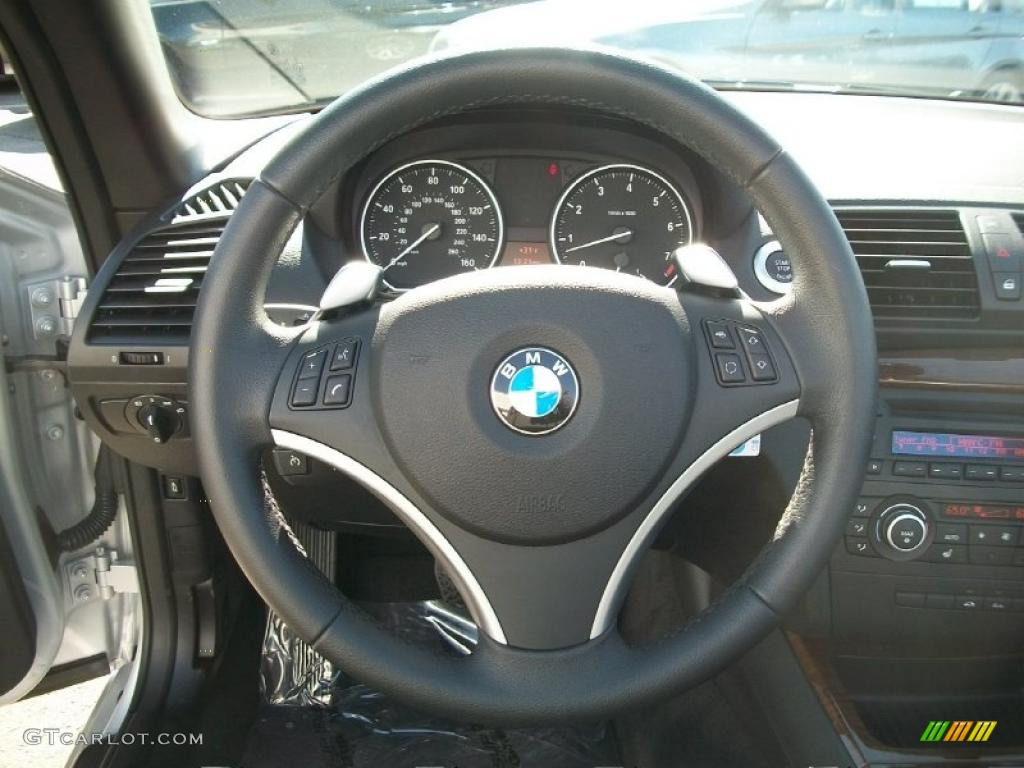 2010 BMW 1 Series 128i Convertible Black Steering Wheel Photo #45807857