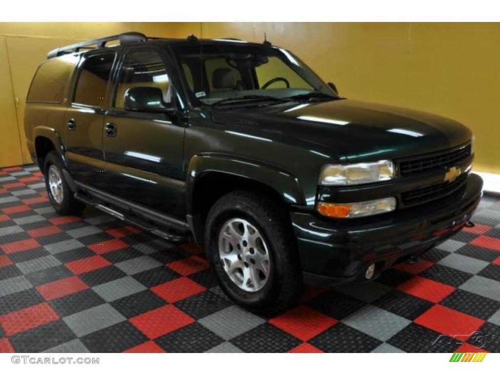 2003 Suburban 1500 Z71 4x4 - Dark Green Metallic / Tan/Neutral photo #1