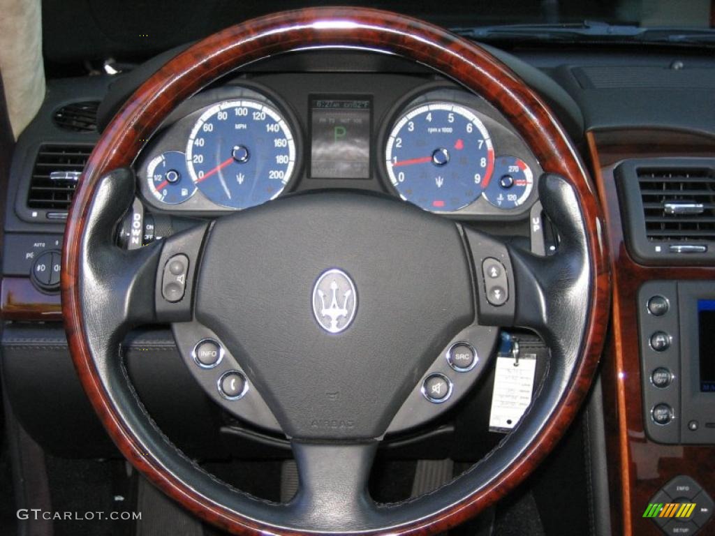 2008 Maserati Quattroporte Executive GT Nero Steering Wheel Photo #45811137