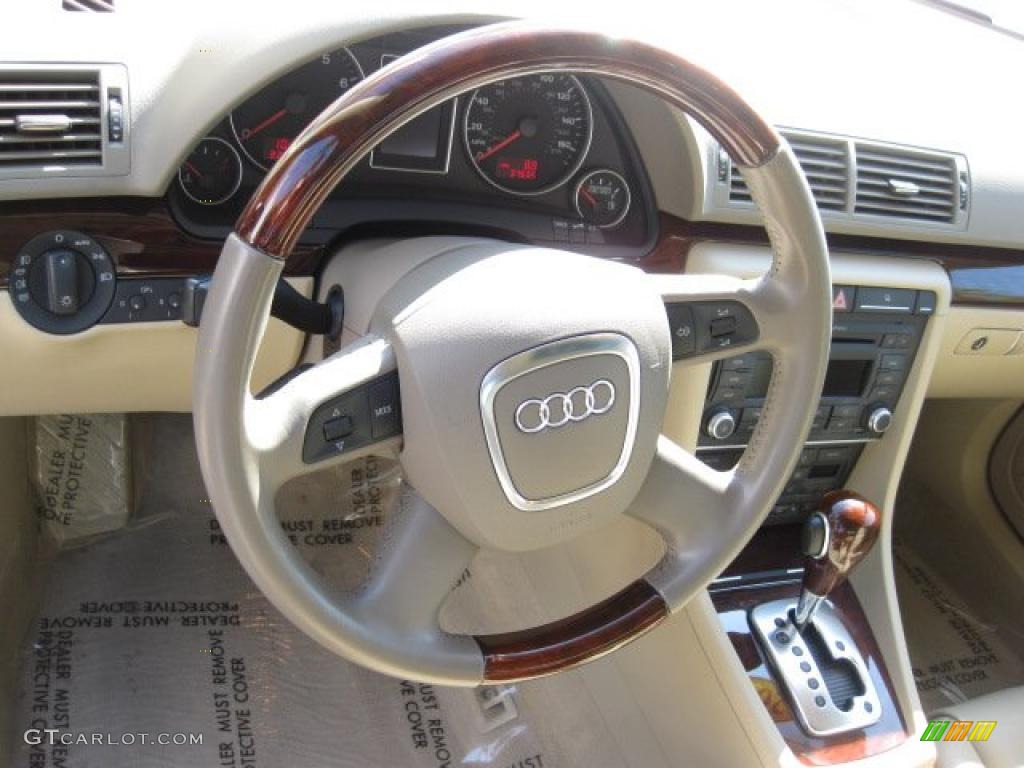 2008 Audi A4 2.0T Sedan Beige Steering Wheel Photo #45812065