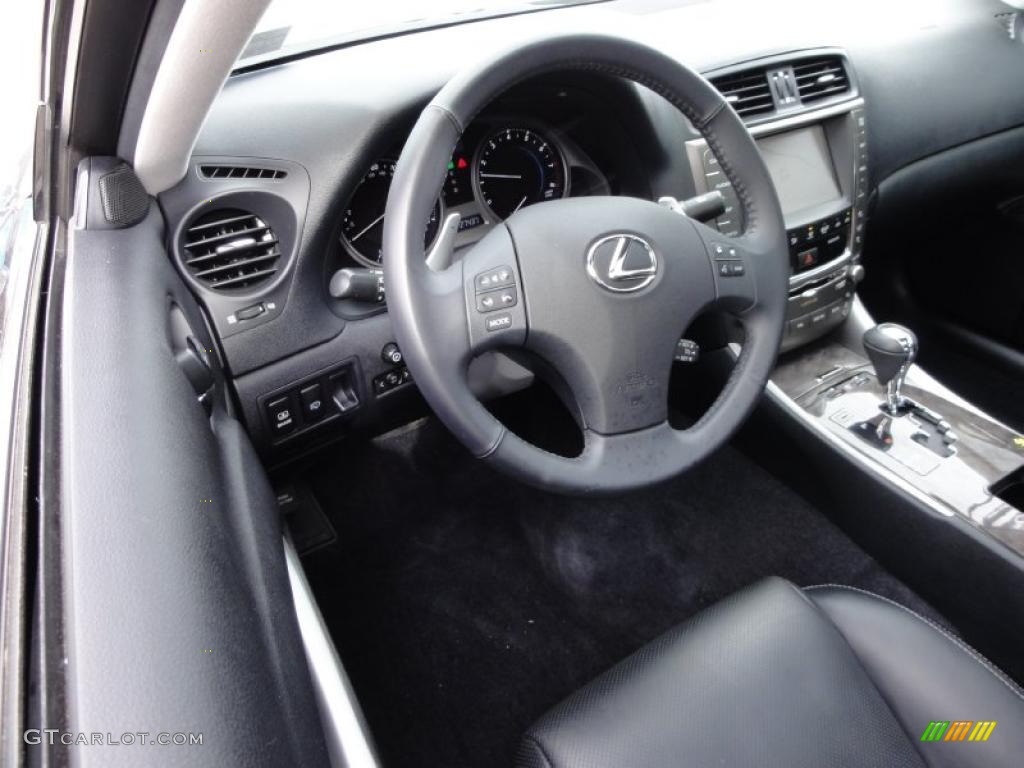 2009 Lexus IS 250 AWD Black Steering Wheel Photo #45813609