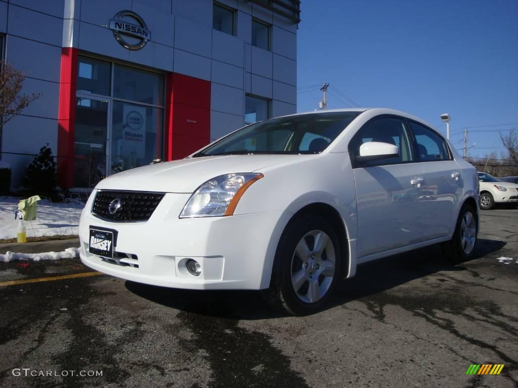 2008 Sentra 2.0 S - Fresh Powder White / Charcoal/Steel photo #1