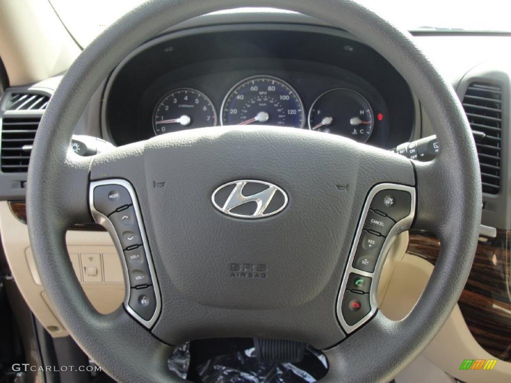 2011 Hyundai Santa Fe SE Cocoa Black Steering Wheel Photo #45814957