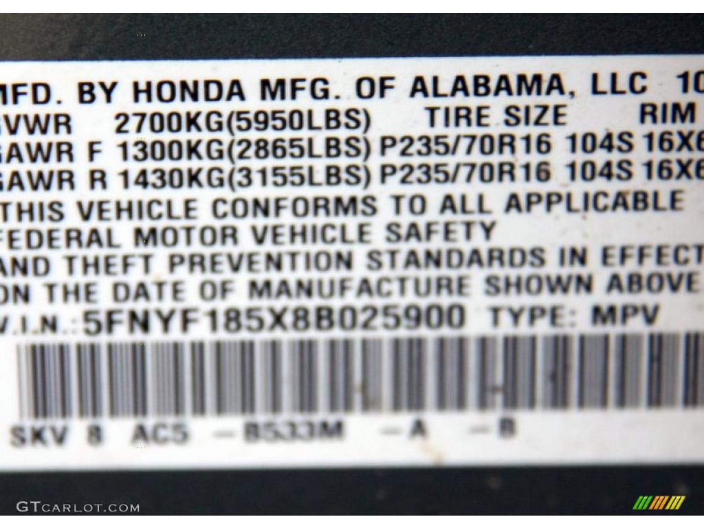 2008 Pilot EX-L 4WD - Steel Blue Metallic / Gray photo #22