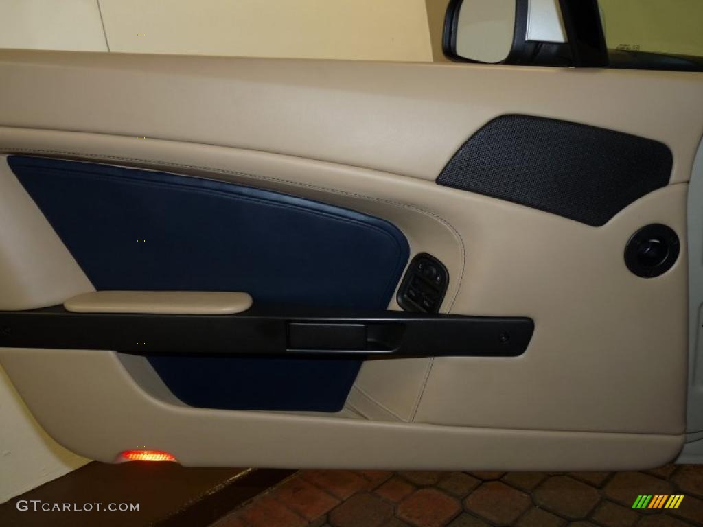 2008 Aston Martin V8 Vantage Roadster Sandstorm/Caspian Blue Door Panel Photo #45818673