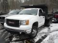 Summit White 2009 GMC Sierra 3500HD Work Truck Regular Cab 4x4 Chassis Dump Truck