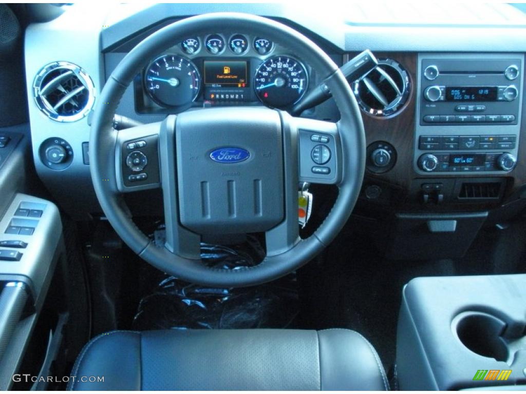 2011 Ford F250 Super Duty Lariat Crew Cab 4x4 Black Two Tone Leather Dashboard Photo #45822017