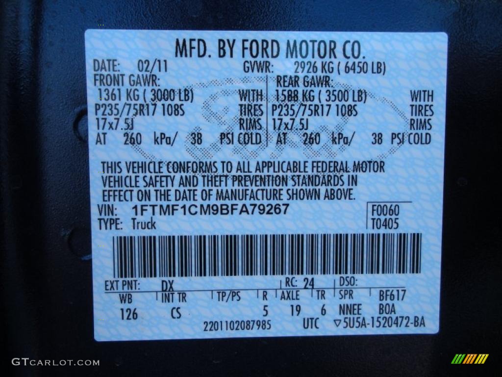 2011 F150 Color Code DX for Dark Blue Pearl Metallic Photo #45823181