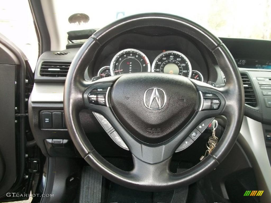 2010 Acura TSX V6 Sedan Ebony Steering Wheel Photo #45828425