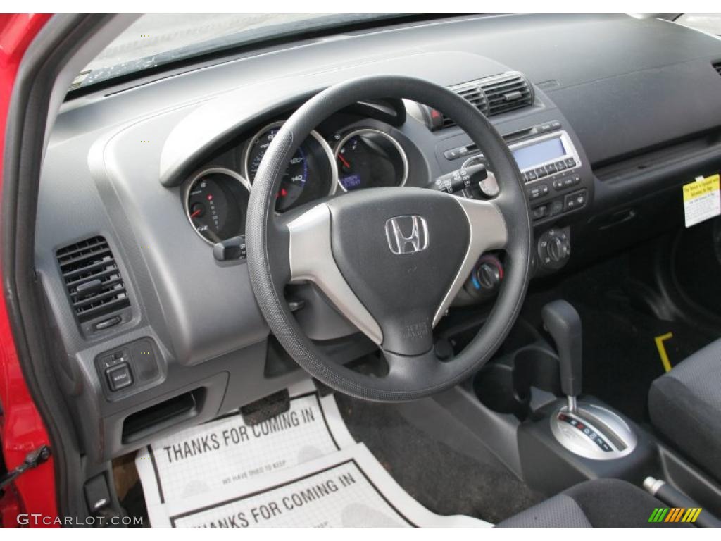 Black/Grey Interior 2008 Honda Fit Hatchback Photo #45839347
