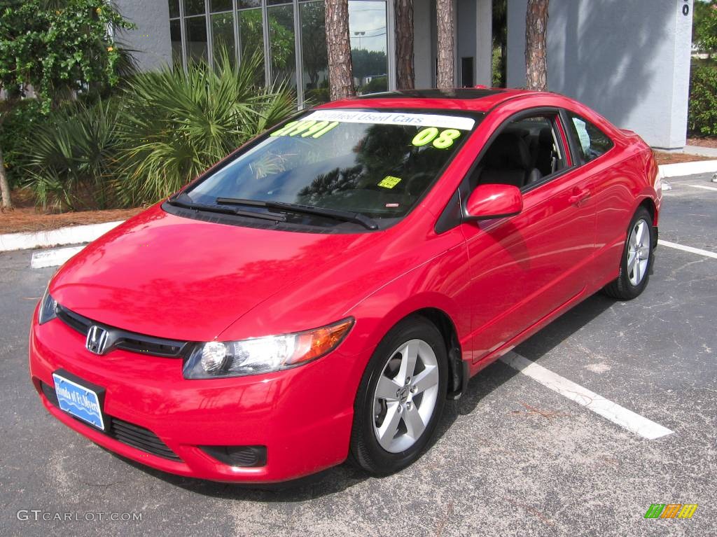 2008 Civic EX-L Coupe - Rallye Red / Black photo #4