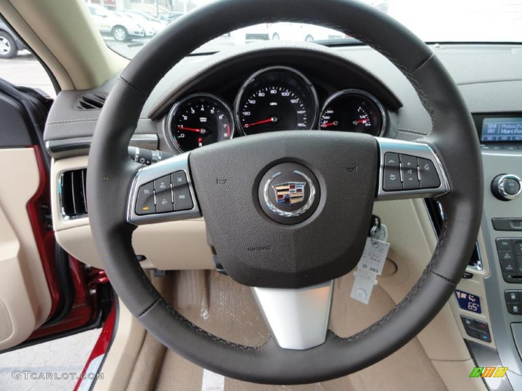 2011 Cadillac CTS 3.6 Sedan Cashmere/Cocoa Steering Wheel Photo #45849136