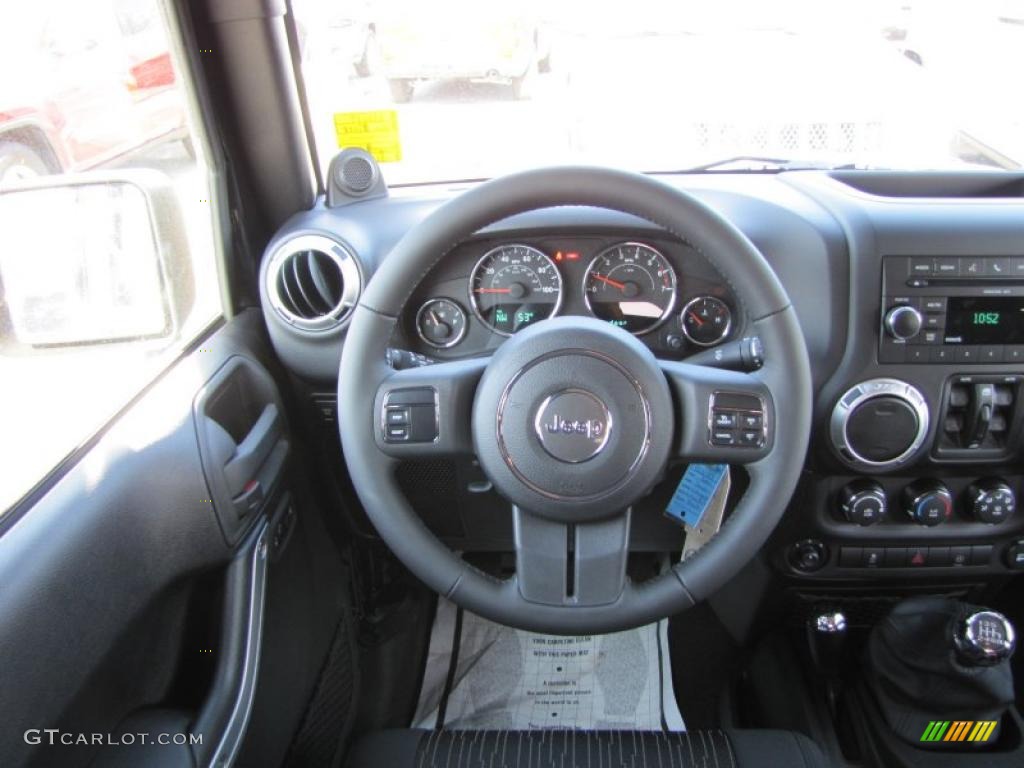 2011 Jeep Wrangler Unlimited Call of Duty: Black Ops Edition 4x4 Black Steering Wheel Photo #45858582