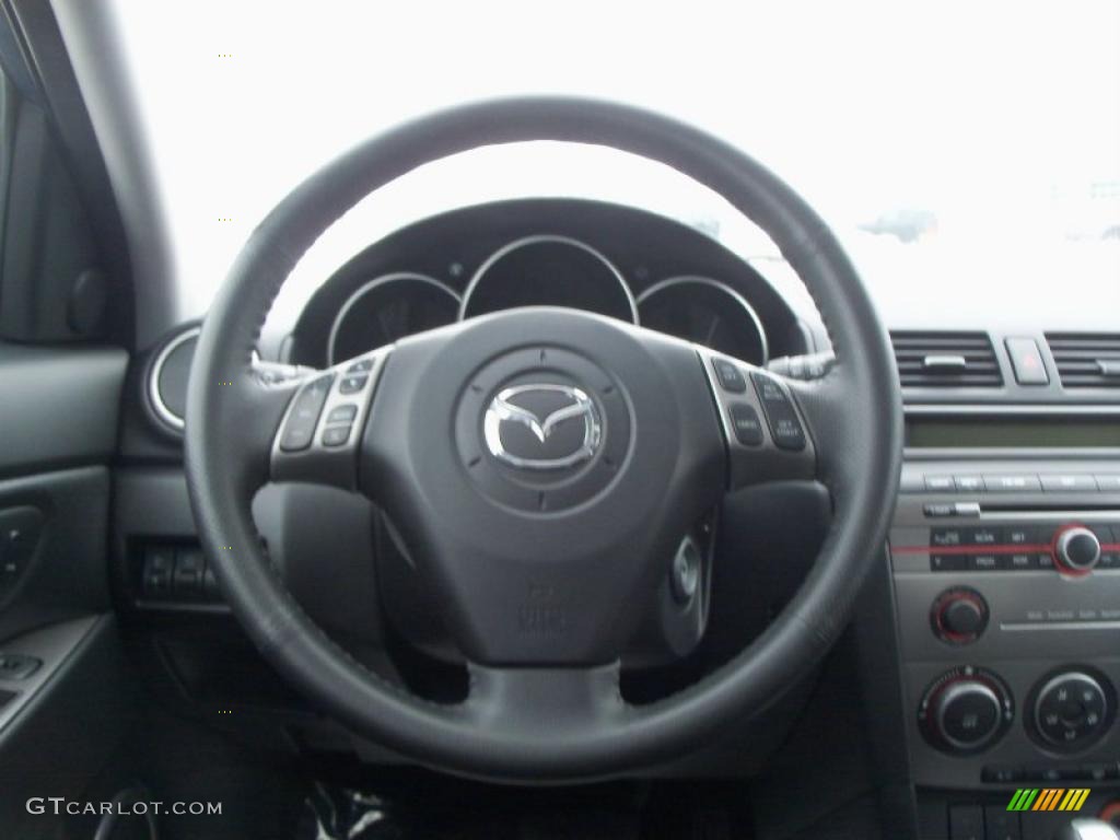 2007 Mazda MAZDA3 s Grand Touring Hatchback Black Steering Wheel Photo #45866311