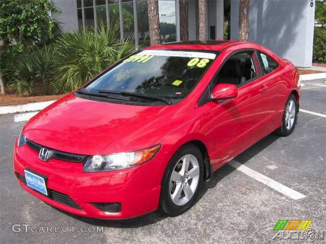 2008 Civic EX-L Coupe - Rallye Red / Black photo #49