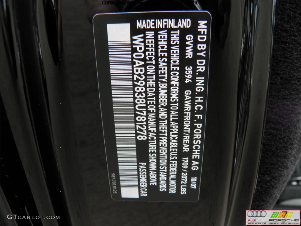 2008 Cayman S Porsche Design Edition 1 - Black / Black photo #27