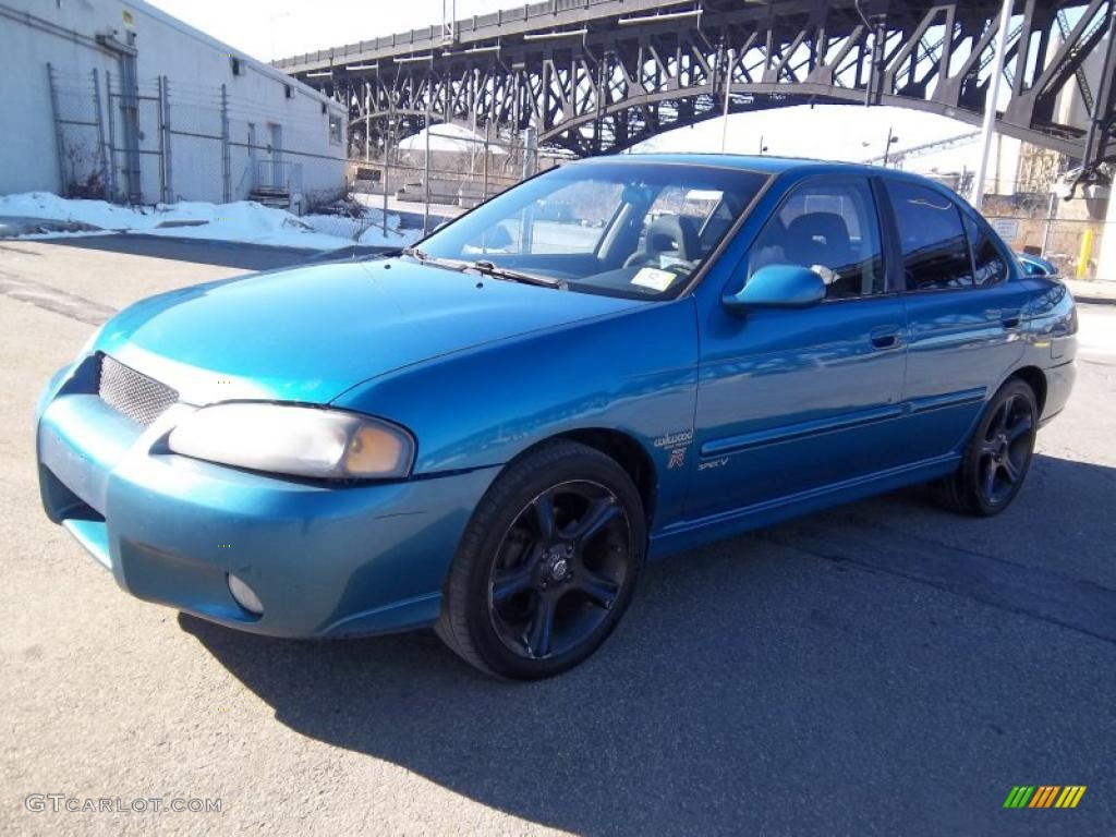 2003 Sentra SE-R - Vibrant Blue Metallic / Stone Gray photo #17