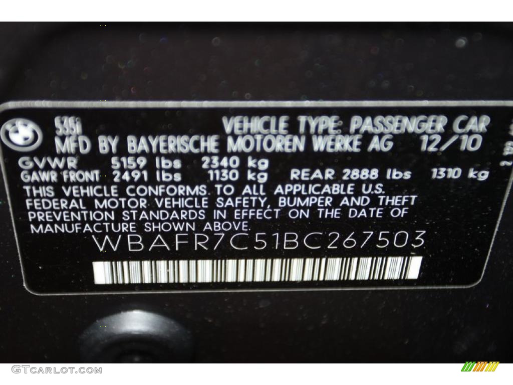 2011 5 Series 535i Sedan - Dark Graphite Metallic / Black photo #6