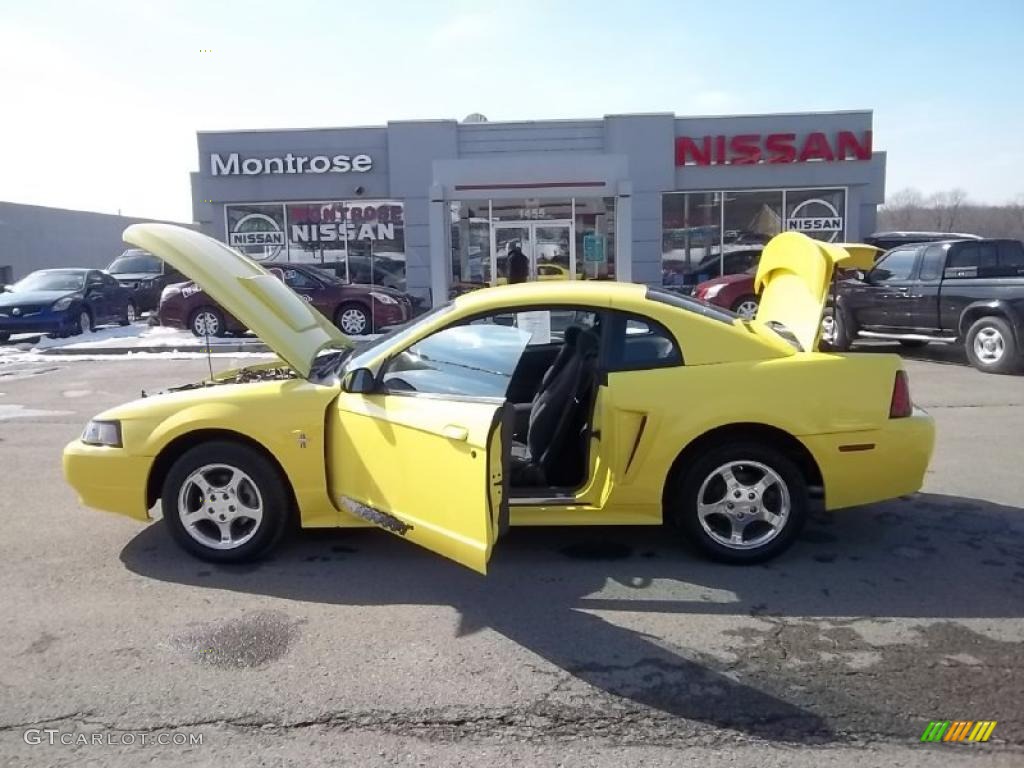 2003 Mustang V6 Coupe - Zinc Yellow / Medium Graphite photo #34