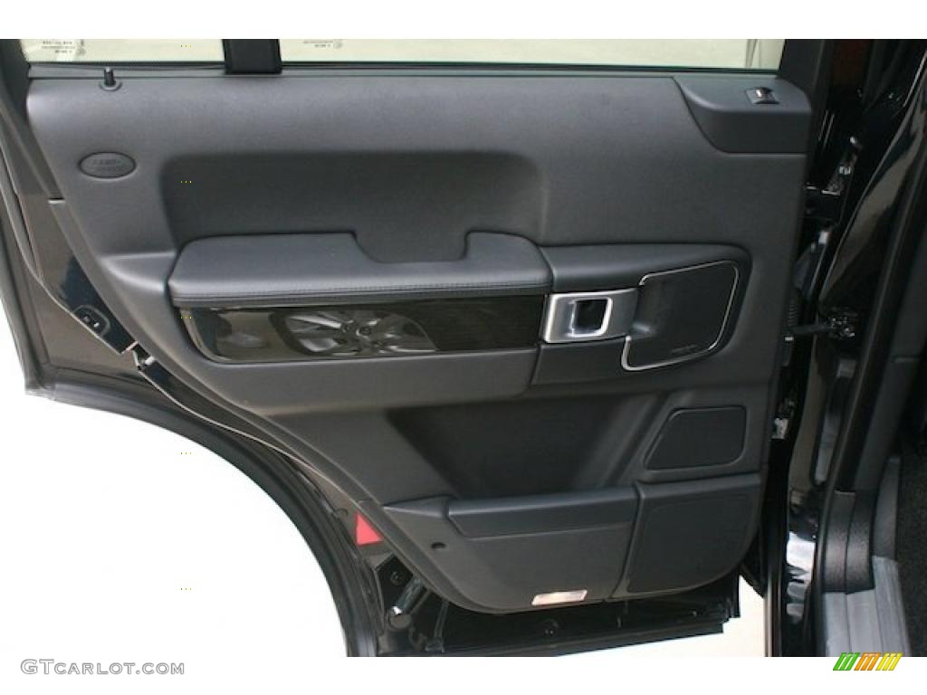 2008 Land Rover Range Rover Westminster Supercharged Westminster Jet Black/Tan Door Panel Photo #45906671