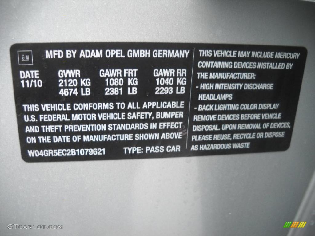 2011 Buick Regal CXL Info Tag Photo #45917931