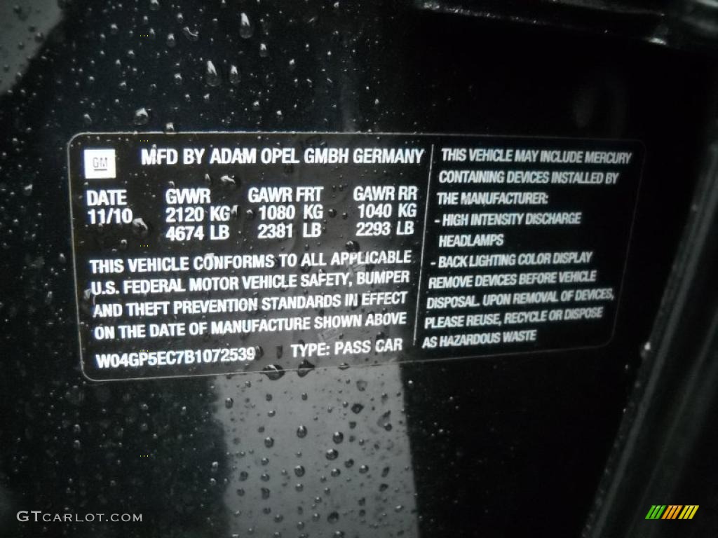 2011 Buick Regal CXL Info Tag Photo #45918099