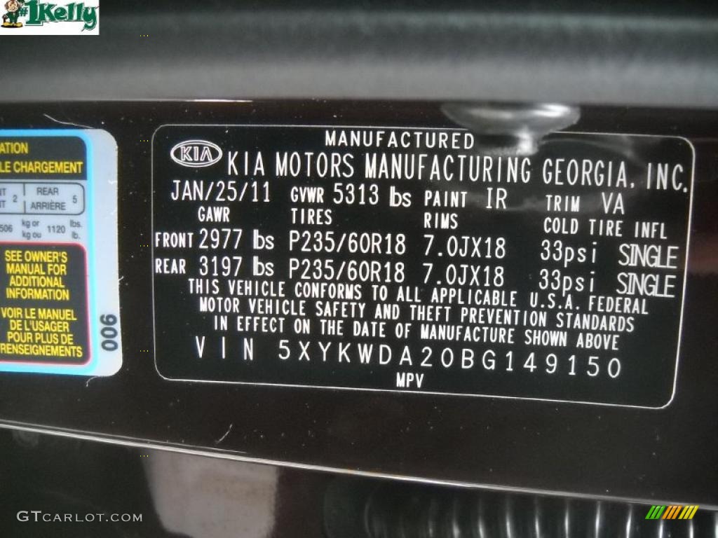 2011 Sorento SX V6 AWD - Dark Cherry / Black photo #11