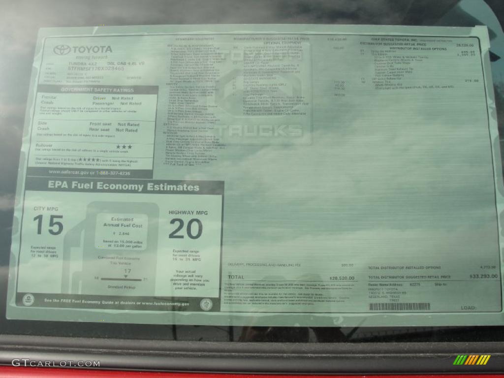 2011 Toyota Tundra TSS Double Cab Window Sticker Photo #45924394
