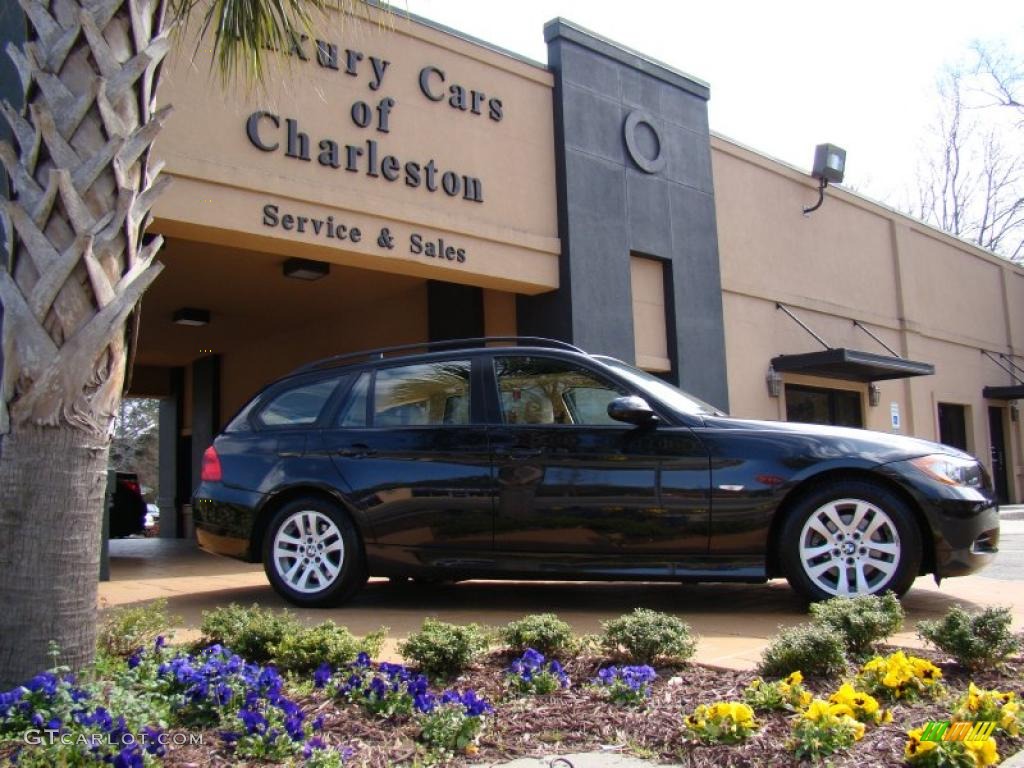 2007 3 Series 328i Wagon - Black Sapphire Metallic / Beige photo #13