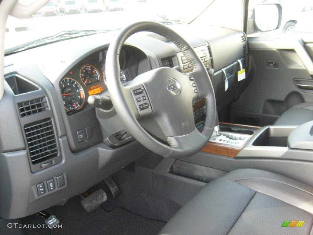 2011 Nissan Titan SL Crew Cab 4x4 Charcoal Steering Wheel Photo #45928852