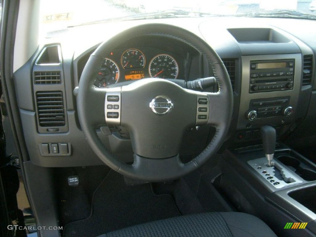 2011 Nissan Titan SV King Cab 4x4 Charcoal Steering Wheel Photo #45928996