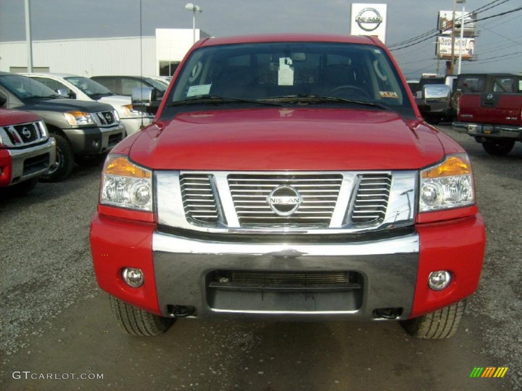 Red Alert 2011 Nissan Titan SV Crew Cab 4x4 Exterior Photo #45929734