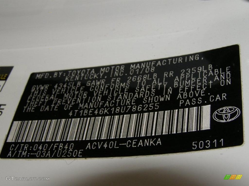 2008 Camry LE - Super White / Bisque photo #19