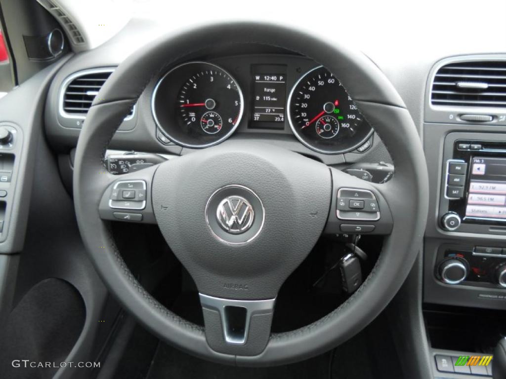 2011 Volkswagen Golf 4 Door TDI Titan Black Steering Wheel Photo #45941319