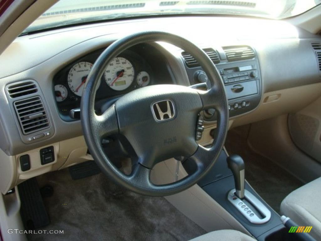 2002 Honda Civic LX Sedan Beige Dashboard Photo #45941991